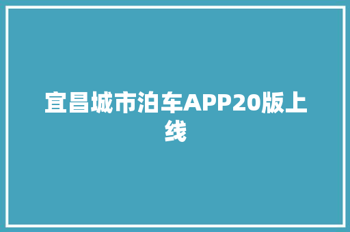 宜昌城市泊车APP20版上线