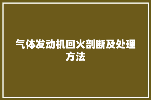 气体发动机回火剖断及处理方法