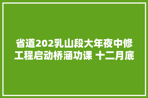 省道202乳山段大年夜中修工程启动桥涵功课 十二月底落成