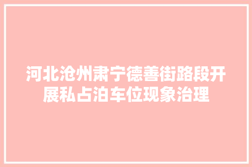 河北沧州肃宁德善街路段开展私占泊车位现象治理