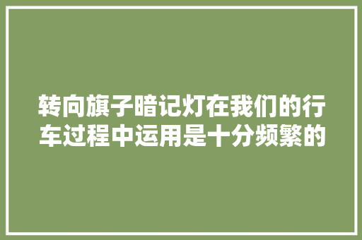 转向旗子暗记灯在我们的行车过程中运用是十分频繁的若何精确运用汽车转向旗子暗记灯呢
