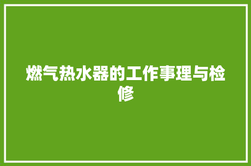 燃气热水器的工作事理与检修