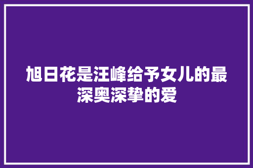 旭日花是汪峰给予女儿的最深奥深挚的爱