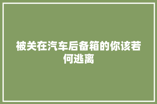 被关在汽车后备箱的你该若何逃离
