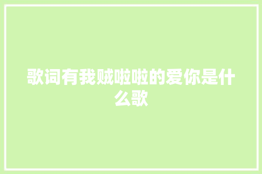 歌词有我贼啦啦的爱你是什么歌 休闲娱乐