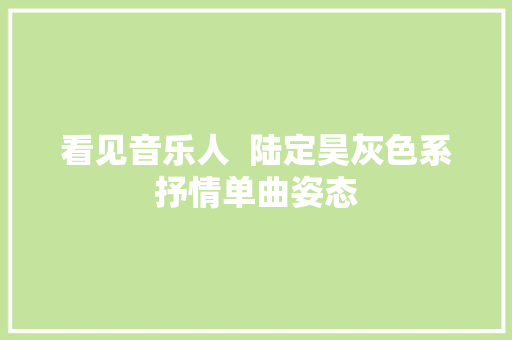 看见音乐人  陆定昊灰色系抒情单曲姿态