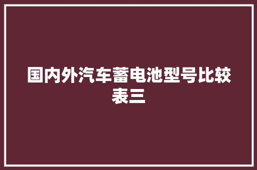 国内外汽车蓄电池型号比较表三