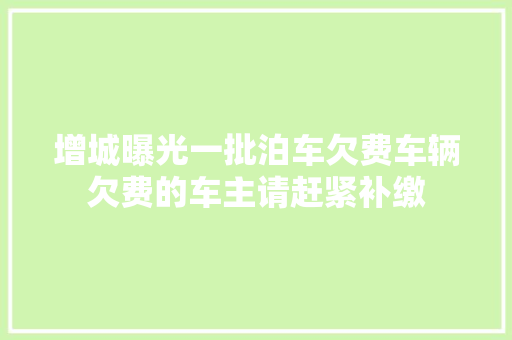 增城曝光一批泊车欠费车辆欠费的车主请赶紧补缴
