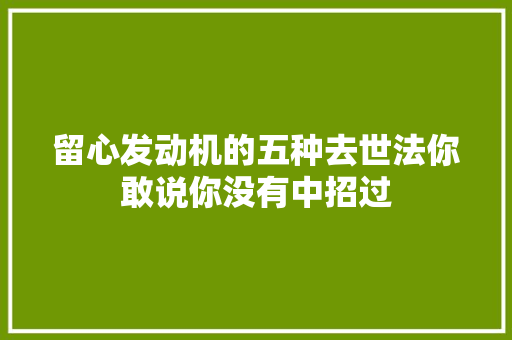留心发动机的五种去世法你敢说你没有中招过