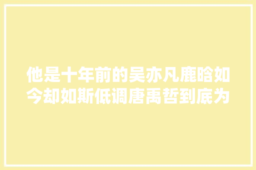 他是十年前的吴亦凡鹿晗如今却如斯低调唐禹哲到底为了啥