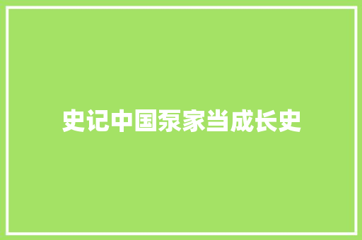 史记中国泵家当成长史