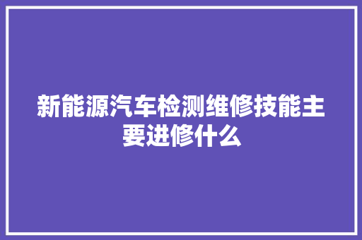 新能源汽车检测维修技能主要进修什么