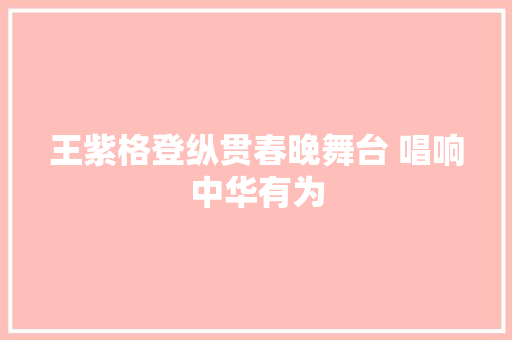 王紫格登纵贯春晚舞台 唱响中华有为