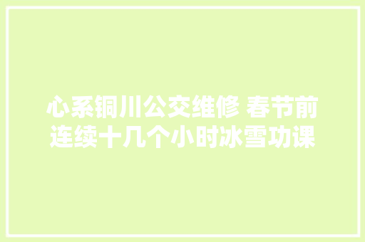 心系铜川公交维修 春节前连续十几个小时冰雪功课