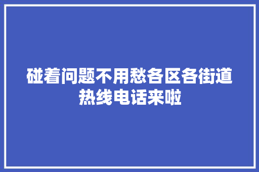 碰着问题不用愁各区各街道热线电话来啦
