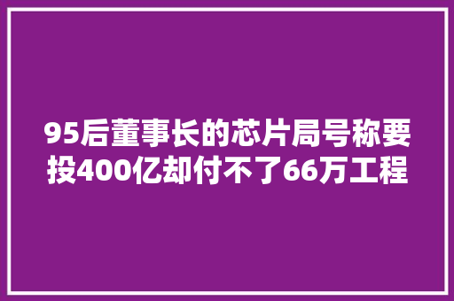 95后董事长的芯片局号称要投400亿却付不了66万工程款