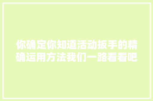 你确定你知道活动扳手的精确运用方法我们一路看看吧