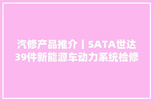 汽修产品推介丨SATA世达39件新能源车动力系统检修组套