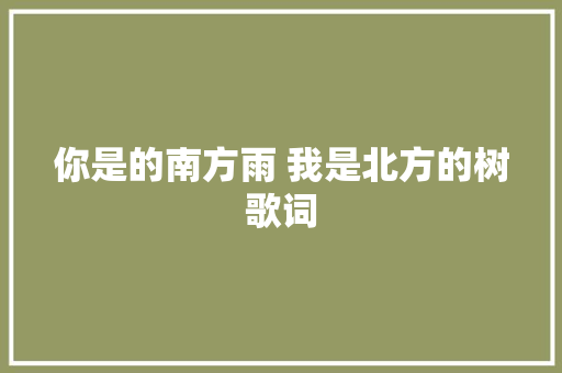 你是的南方雨 我是北方的树歌词