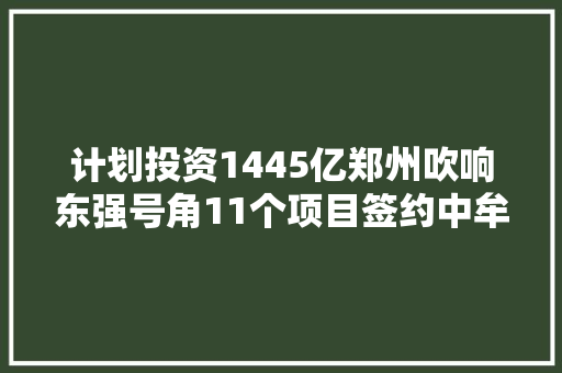 计划投资1445亿郑州吹响东强号角11个项目签约中牟