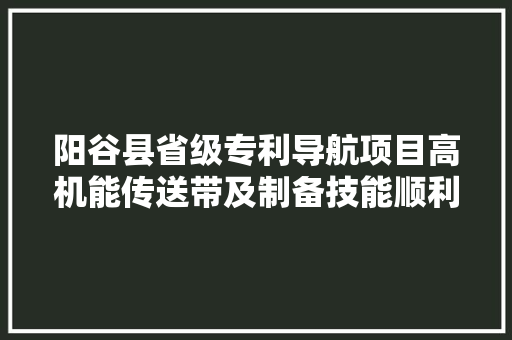 阳谷县省级专利导航项目高机能传送带及制备技能顺利经由进程验收