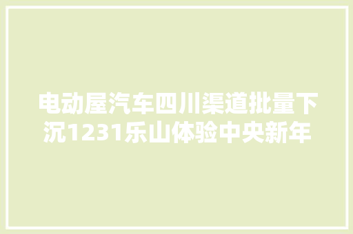 电动屋汽车四川渠道批量下沉1231乐山体验中央新年首发开城