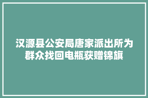 汉源县公安局唐家派出所为群众找回电瓶获赠锦旗