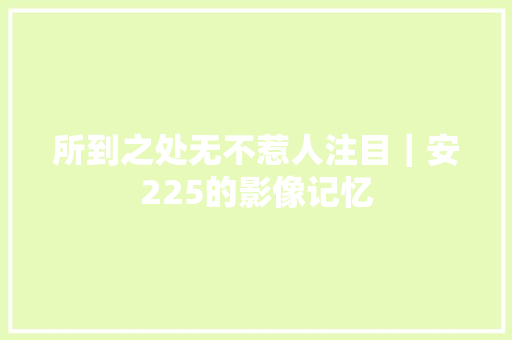 所到之处无不惹人注目｜安225的影像记忆