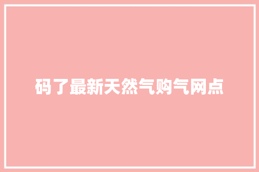 码了最新天然气购气网点