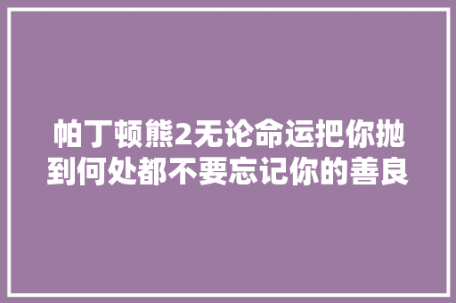 帕丁顿熊2无论命运把你抛到何处都不要忘记你的善良