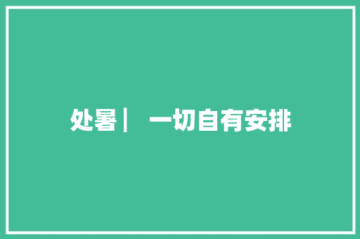处暑 ▏一切自有安排