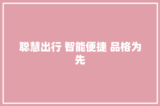聪慧出行 智能便捷 品格为先