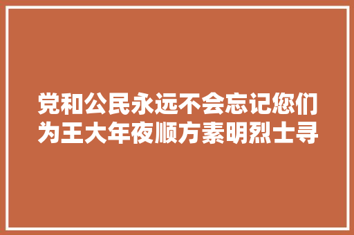 党和公民永远不会忘记您们为王大年夜顺方素明烈士寻亲记实 汽车知识