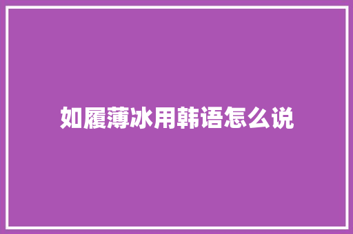 如履薄冰用韩语怎么说