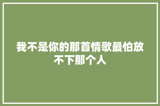我不是你的那首情歌最怕放不下那个人 休闲娱乐