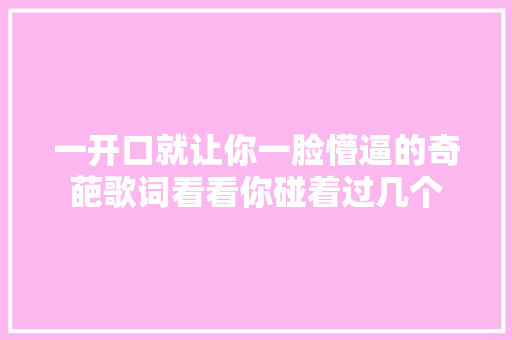一开口就让你一脸懵逼的奇葩歌词看看你碰着过几个