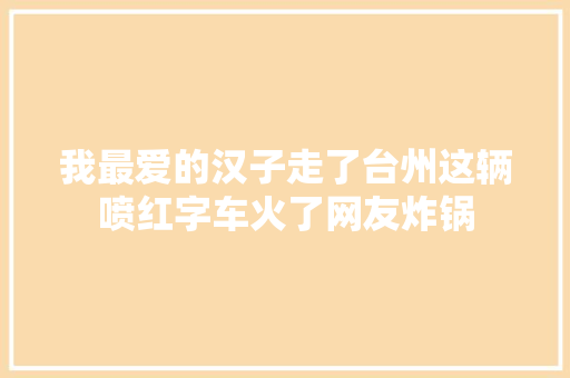 我最爱的汉子走了台州这辆喷红字车火了网友炸锅