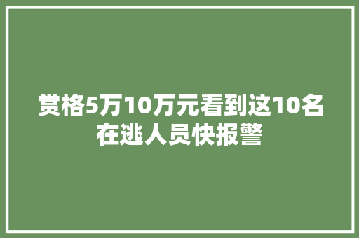 赏格5万10万元看到这10名在逃人员快报警