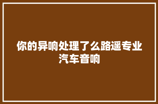 你的异响处理了么路遥专业汽车音响 汽车知识