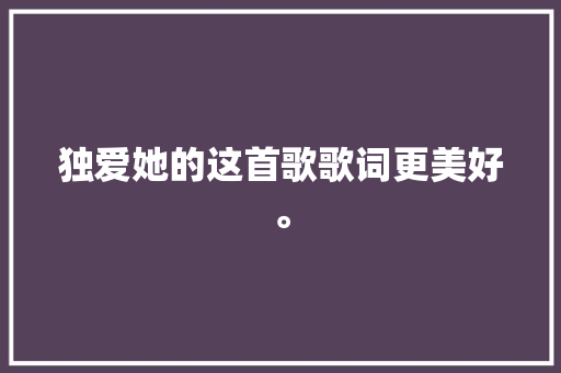 独爱她的这首歌歌词更美好。
