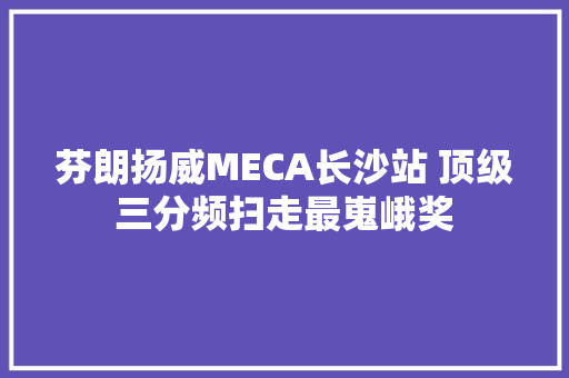 芬朗扬威MECA长沙站 顶级三分频扫走最嵬峨奖