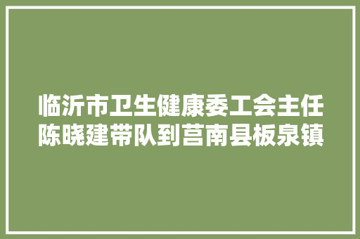 临沂市卫生健康委工会主任陈晓建带队到莒南县板泉镇督导农村厕所改造问题摸排整改工作