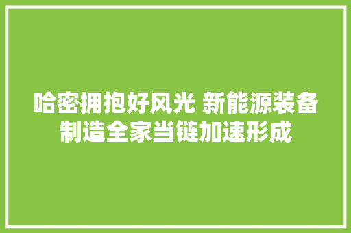哈密拥抱好风光 新能源装备制造全家当链加速形成
