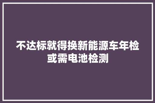 不达标就得换新能源车年检或需电池检测
