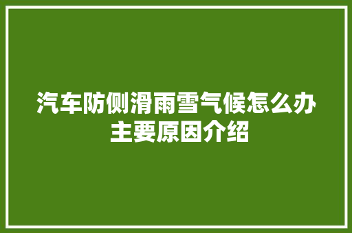汽车防侧滑雨雪气候怎么办 主要原因介绍