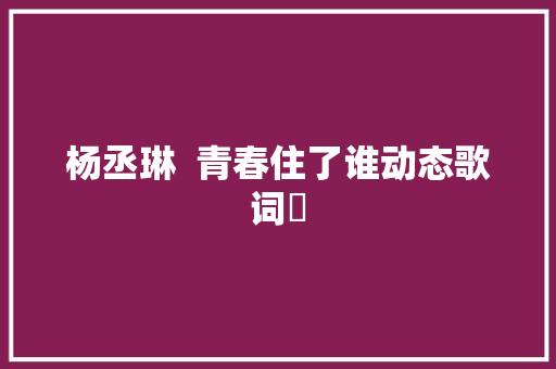 杨丞琳  青春住了谁动态歌词♪