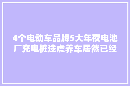 4个电动车品牌5大年夜电池厂充电桩途虎养车居然已经做了这么多