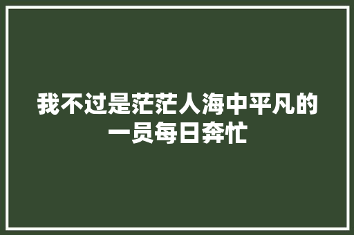我不过是茫茫人海中平凡的一员每日奔忙