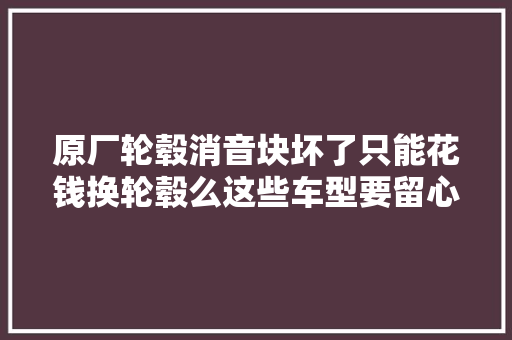 原厂轮毂消音块坏了只能花钱换轮毂么这些车型要留心