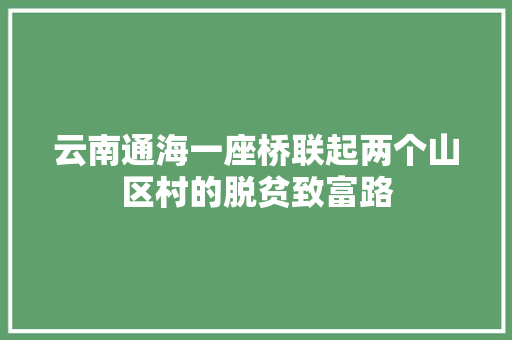 云南通海一座桥联起两个山区村的脱贫致富路